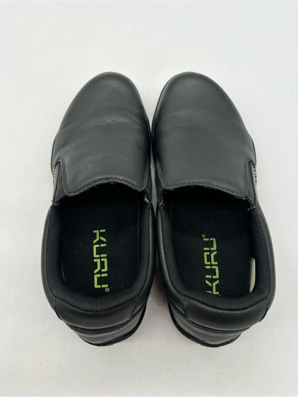 Kuru Kivi II Mens 10.5 Black Leather Slip On Loafers Wide Comfort Walking Shoes